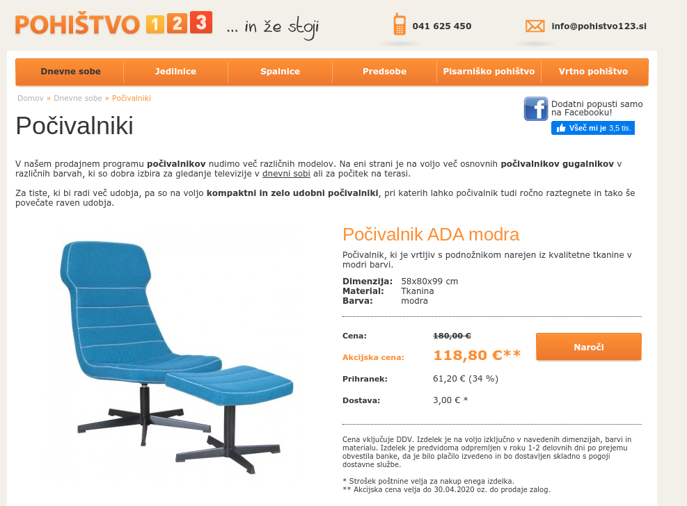 prodajni proces spletne trgovine Pohištvo123.si